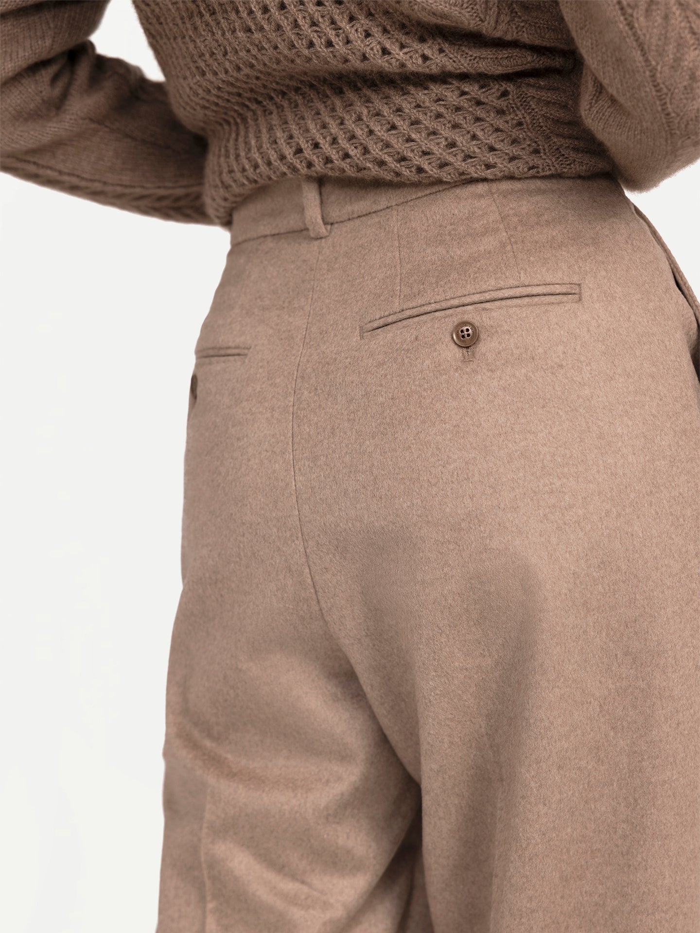 GOBI Cashmere Belted Wide Leg Trousers Giorgio Spina Taupe