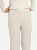 Organic Colour Rib-Knit Flare Trousers Off White - Gobi Cashmere #color_off-white
