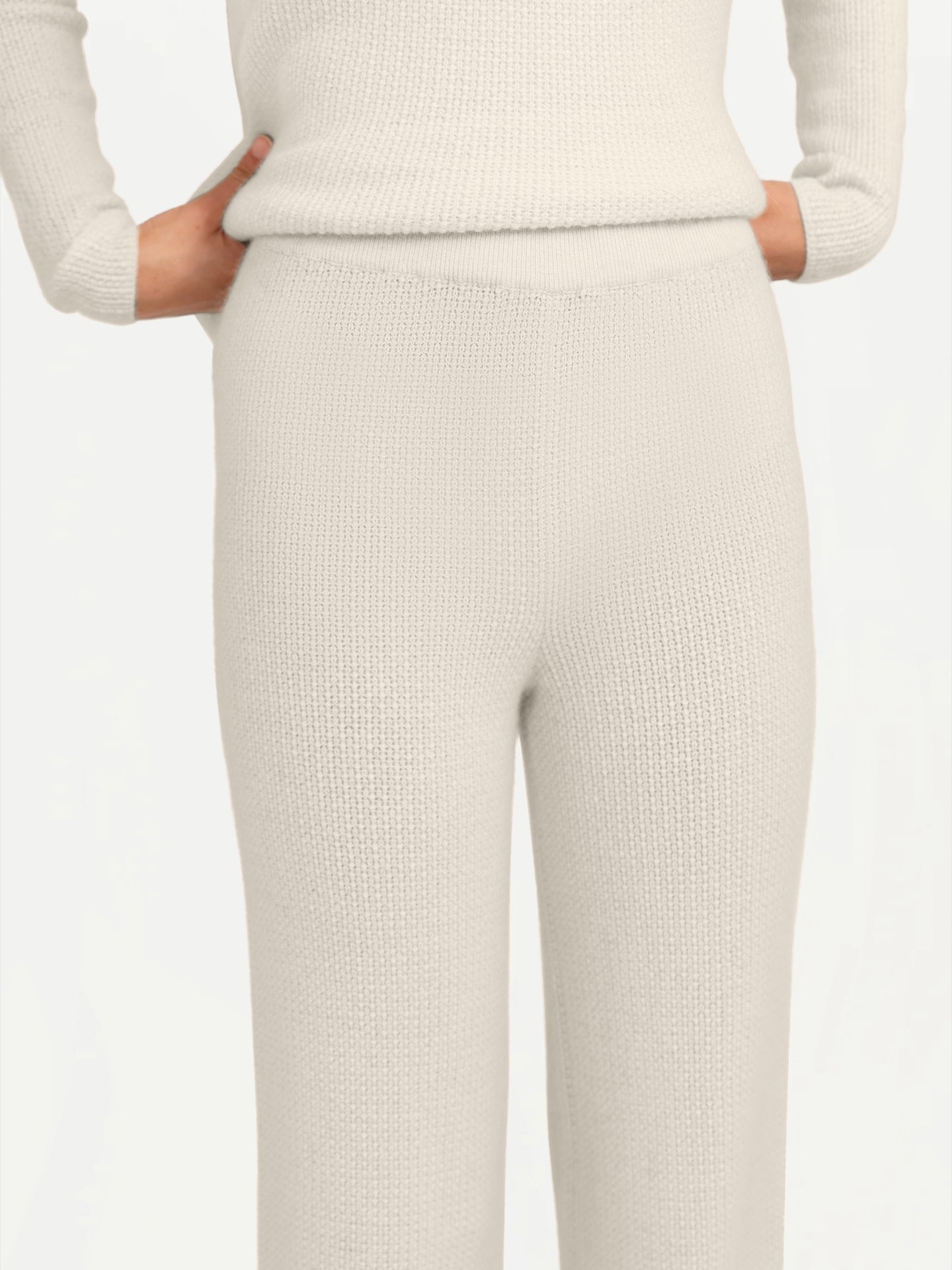 Organic Colour Rib-Knit Flare Trousers