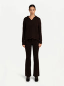 Women's Cashmere Ribbed-Knit Trousers Brown - Gobi Cashmere #color_wren