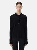 Women's High-Quality Women's Cashmere Polo Black | GOBI Cashmere #color_black