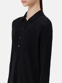 Women's High-Quality Women's Cashmere Polo Black | GOBI Cashmere #color_black