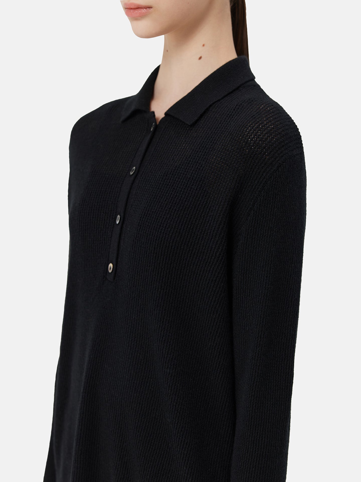 High-Quality Women's Cashmere Polo Black | GOBI Cashmere