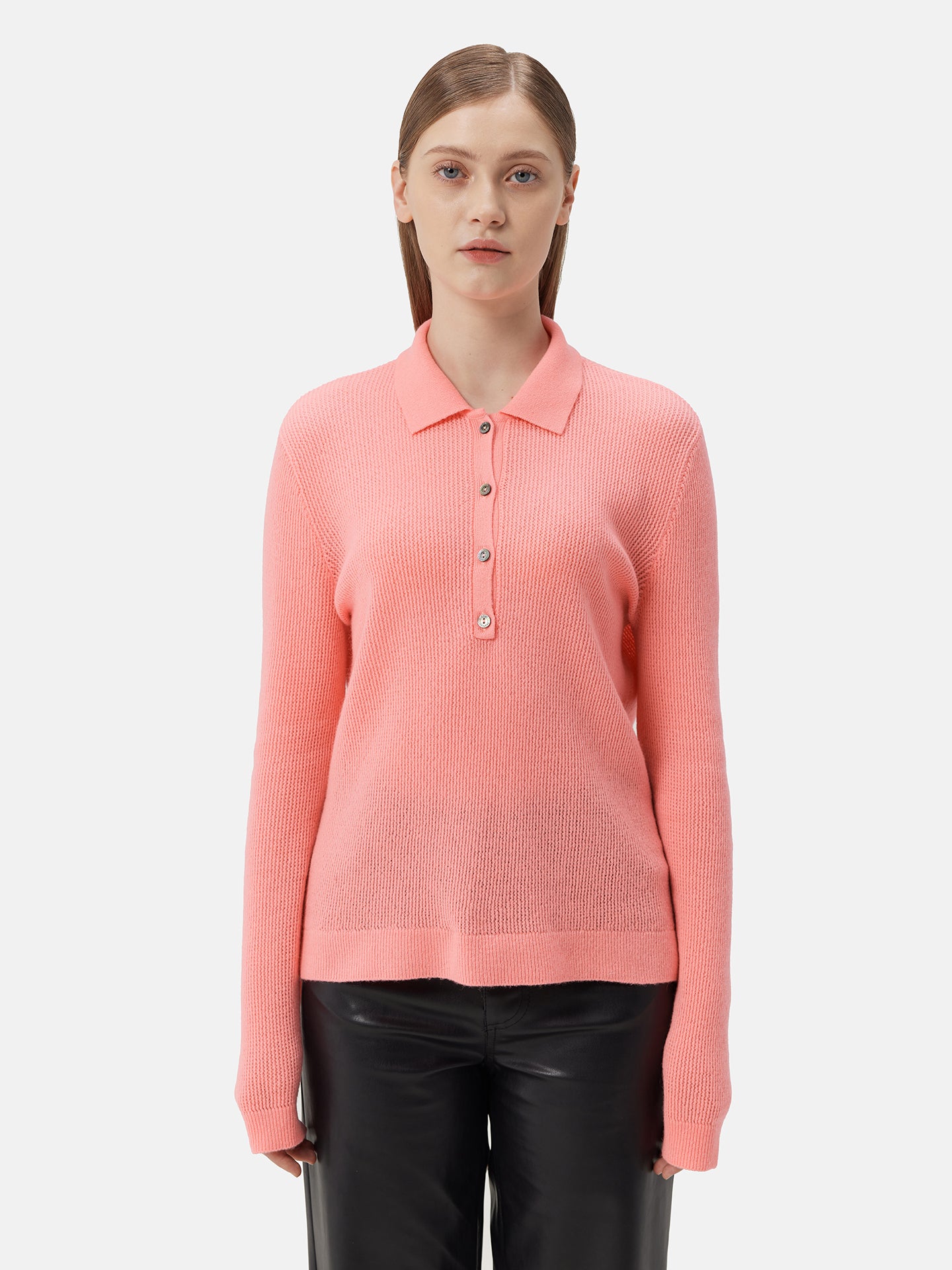 Women's High-Quality Women's Cashmere Polo Red | GOBI Cashmere