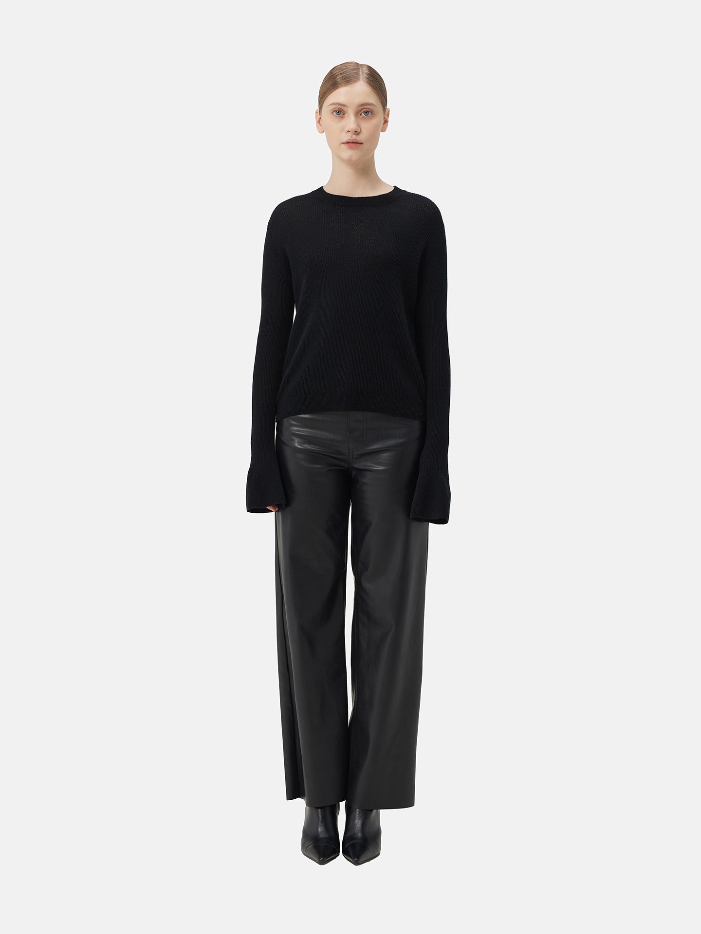 Warm & Cozy Cashmere Bell-Sleeve Jumper Black 