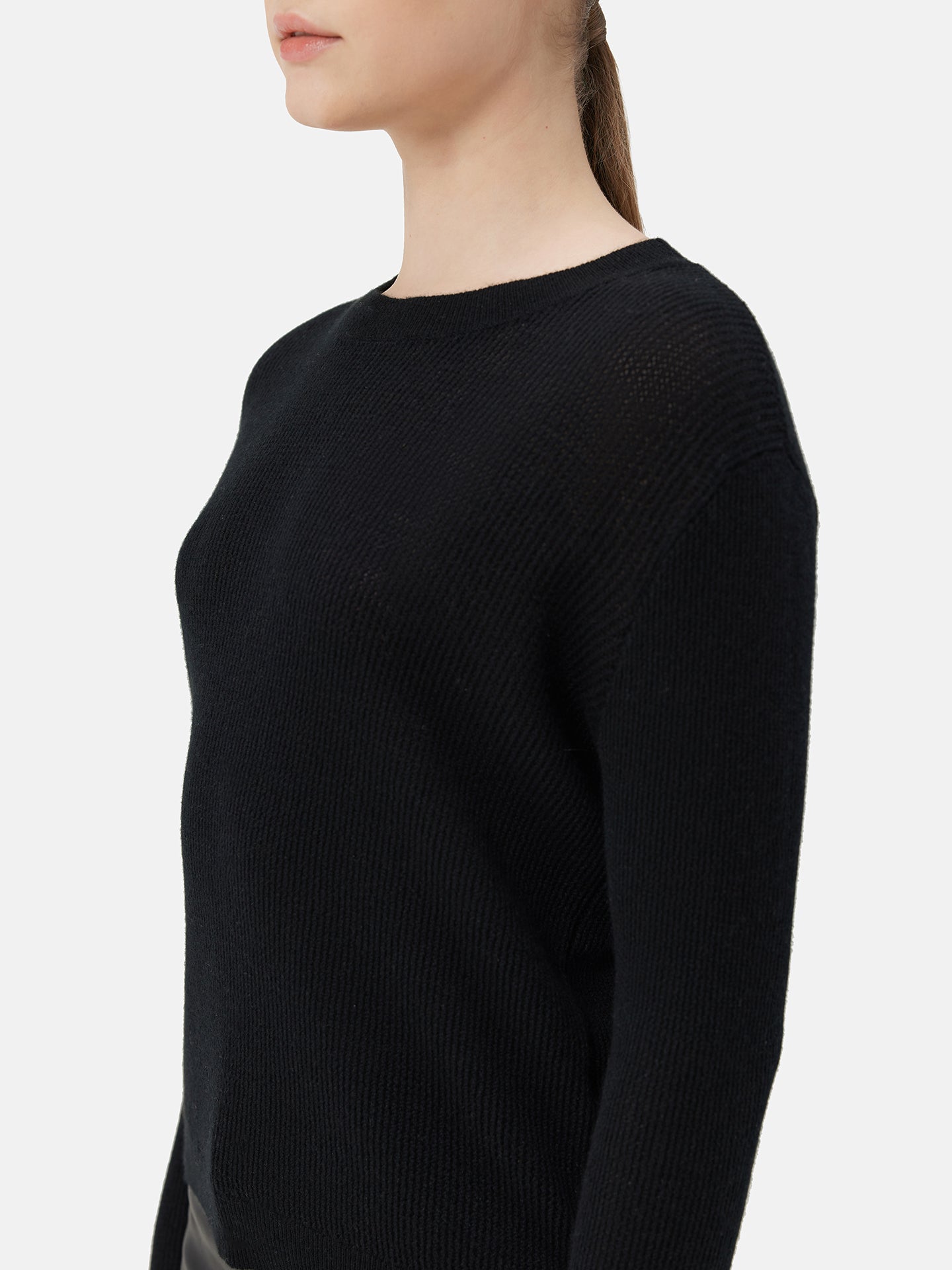 Warm & Cozy Cashmere Bell-Sleeve Jumper Black | GOBI Cashmere