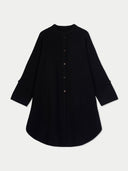 Cashmere Button-Front Poncho Black - Gobi Cashmere