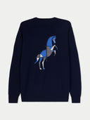 Cashmere Horse Intarsia Jumper Navy - Gobi Cashmere