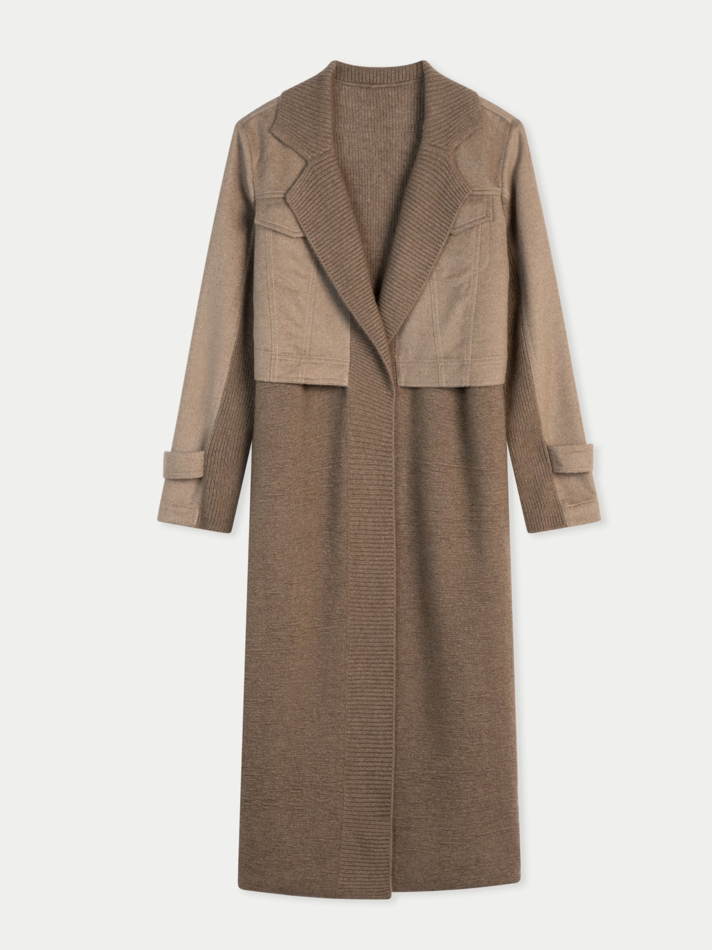 Women's Organic Cashmere Notched-Lapel Cashmere Coat Taupe - Gobi Cashmere