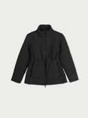 Black puffer jacket on a light gray background #color_black
