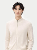 Man wearing a beige long-sleeve shirt against a white background #color_marshmallow