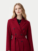 Women’s Double-Breasted Cashmere Coat Bordeaux - Gobi Cashmere #color_bordeaux