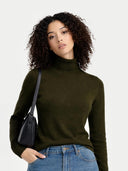 Timeless Cashmere Turtleneck Jumper Capulet Olive - Gobi Cashmere
