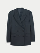 Dark blue double-breasted blazer on a light gray background #color_black