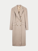 Tailored Long Double-Breasted Cashmere Coat | GOBI UK #color_taupe