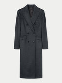 Women's Cashmere Peak Lapel Long Coat Grey - Gobi Cashmere #color_charcoal