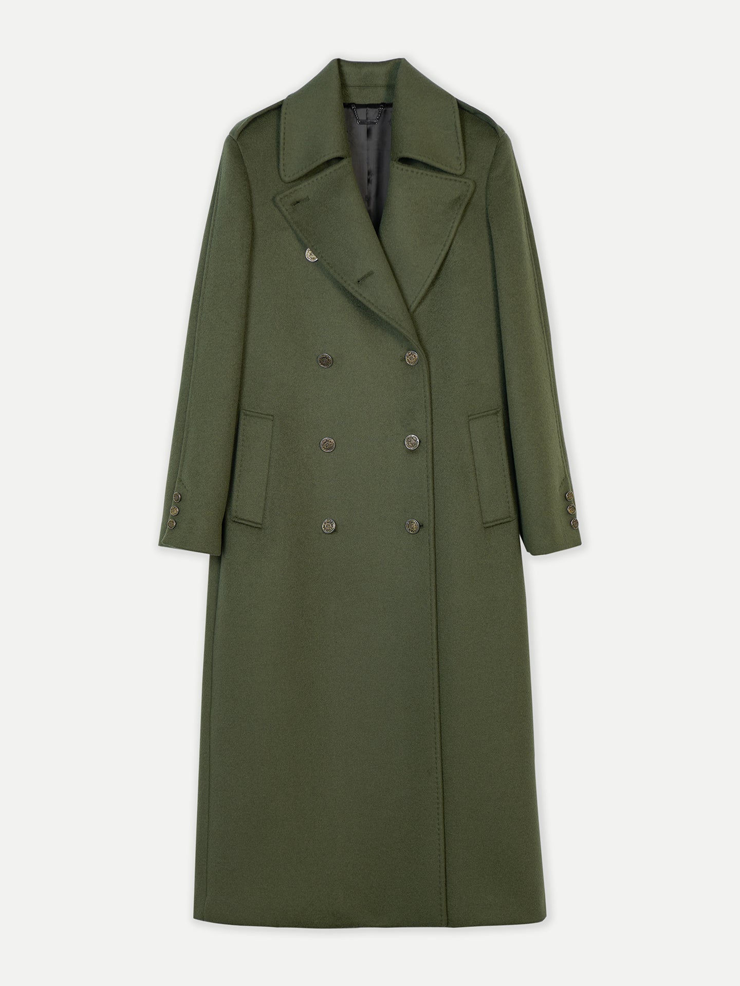 Double-Breasted Cashmere Coat Green - GOBI Country-Chic Collection