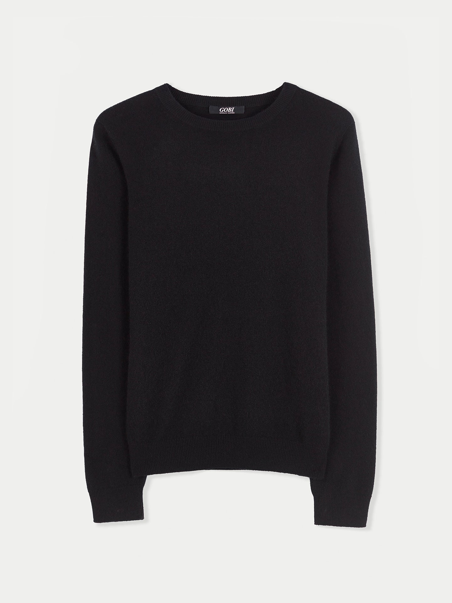 Women's Basic Cashmere Crew Neck Jumper Black - Gobi Cashmere