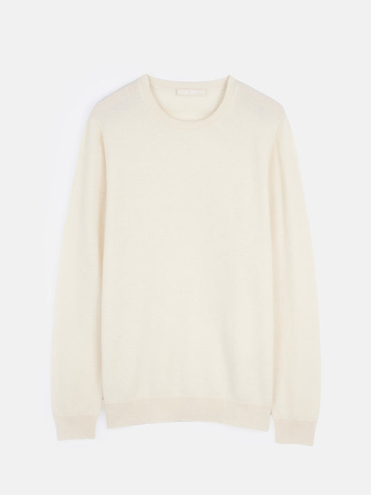 Women's Cashmere Basic Crew Neck Sweater White - Gobi Cashmere