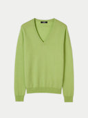 Women's Essential Cashmere Basic V-Neck Green - Gobi Cashmere #color_jade-lime