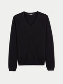 Women’s Basic V-Neck Cashmere Jumper Black | GOBI UK