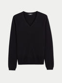 Women’s Basic V-Neck Cashmere Jumper Black | GOBI UK #color_black
