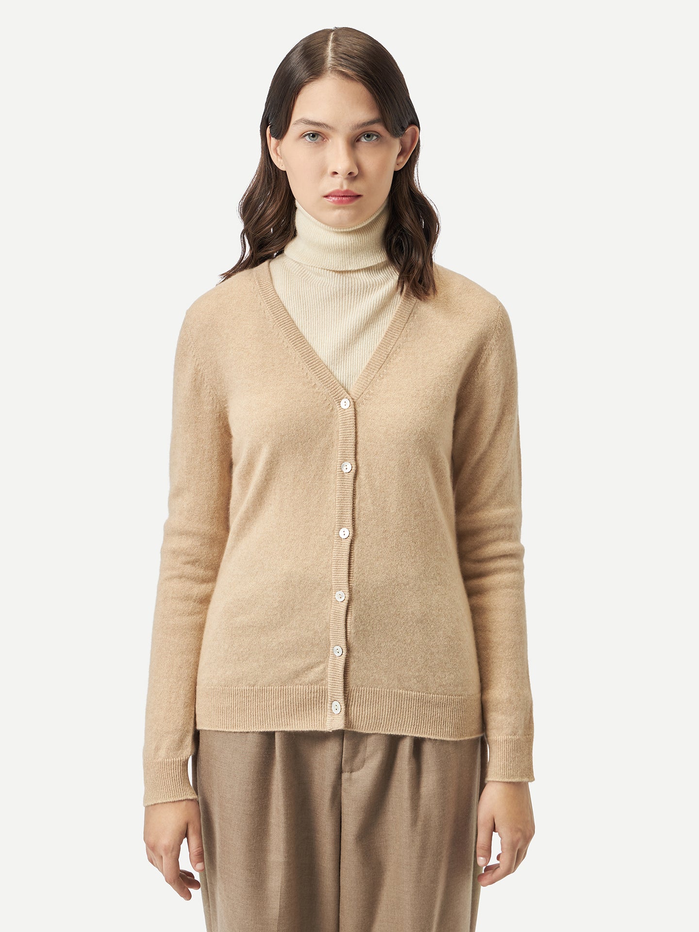 Organic Colour Essential Cashmere V-Neck Cardigan