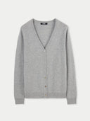 Women's Cashmere V-neck Cardigan Light Gray - Gobi Cashmere #color_light-gray