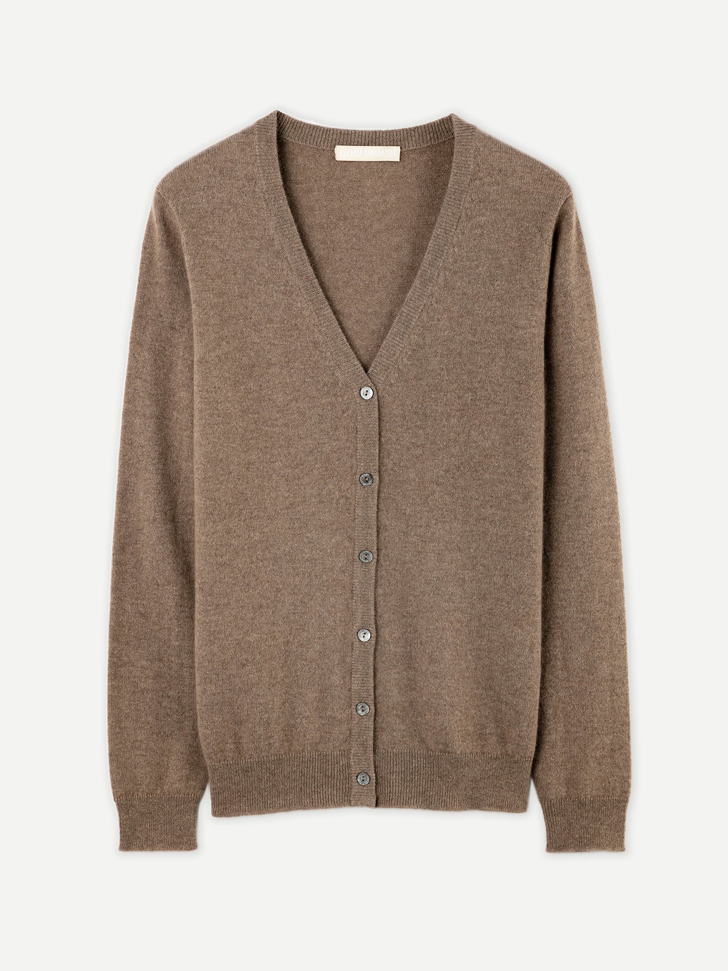 Women's Cashmere V-neck Button Cardigan Taupe - Gobi Cashmere