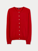 Women's Cashmere Round Neck Cardigan Red - Gobi Cashmere #color_red