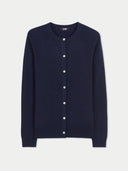 Women's Cashmere Crew Neck Cardigan Navy - Gobi Cashmere #color_navy