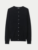 Women's Cashmere Crew Neck Cardigan Black - Gobi Cashmere #color_black