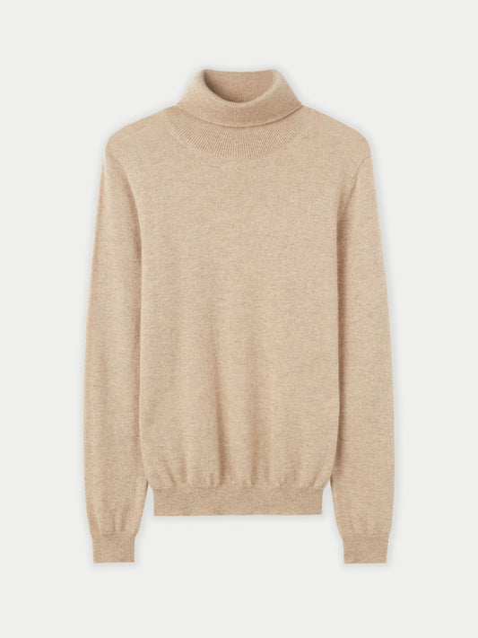 Men's Cashmere Turtle Neck Sweater Beige - Gobi Cashmere