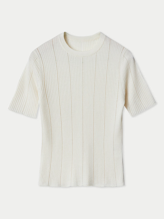 Ajour-Knit Cashmere Silk Top