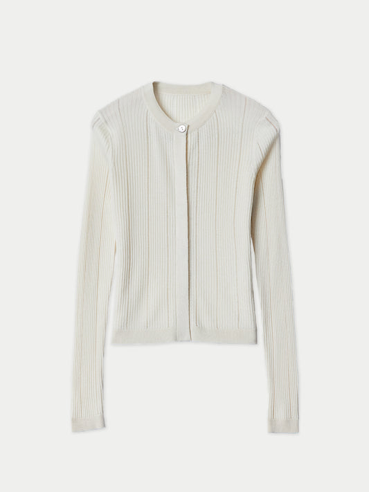 Hidden Button Cashmere Silk Cardigan