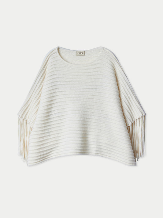 Fringed Sleeve Cashmere Poncho