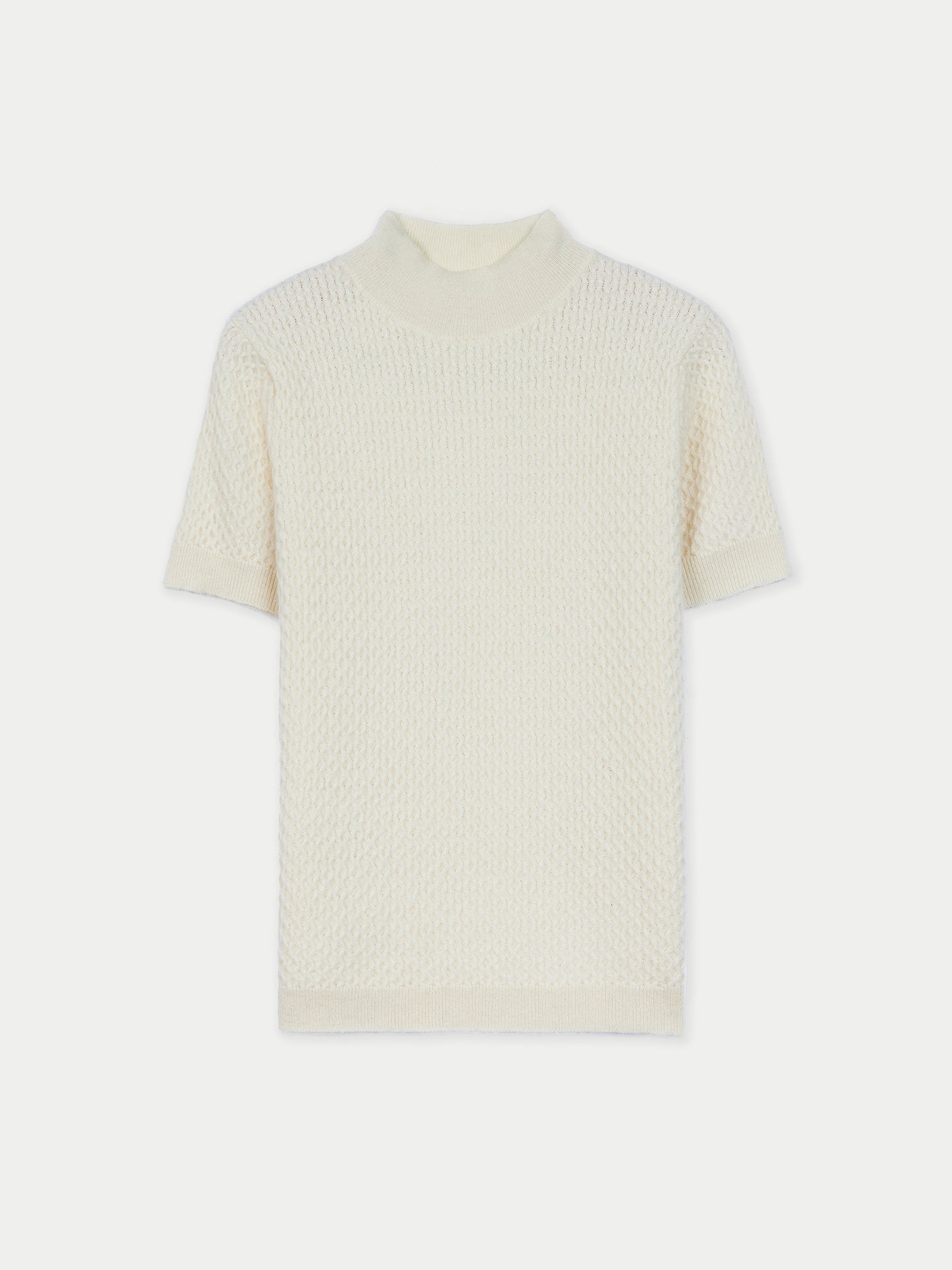 Organic Colour Short-Sleeve Textured Cashmere Top