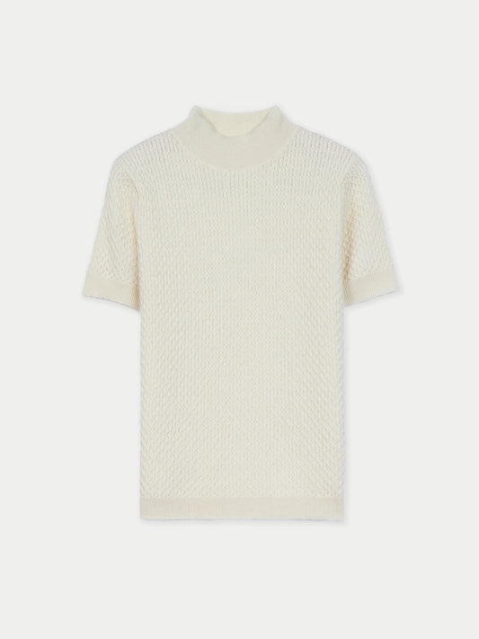 Organic Colour Short-Sleeve Textured Cashmere Top
