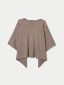 Women's Cashmere Timeless Knitted Poncho Taupe - Gobi Cashmere