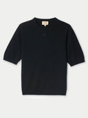 Women's Short-Sleeve Cashmere Jumper Black | GOBI UK #color_black