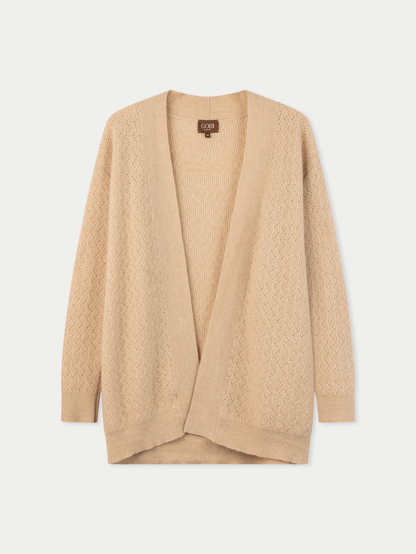 Organic Colour Ajour Knit Open-Front Cashmere Cardigan