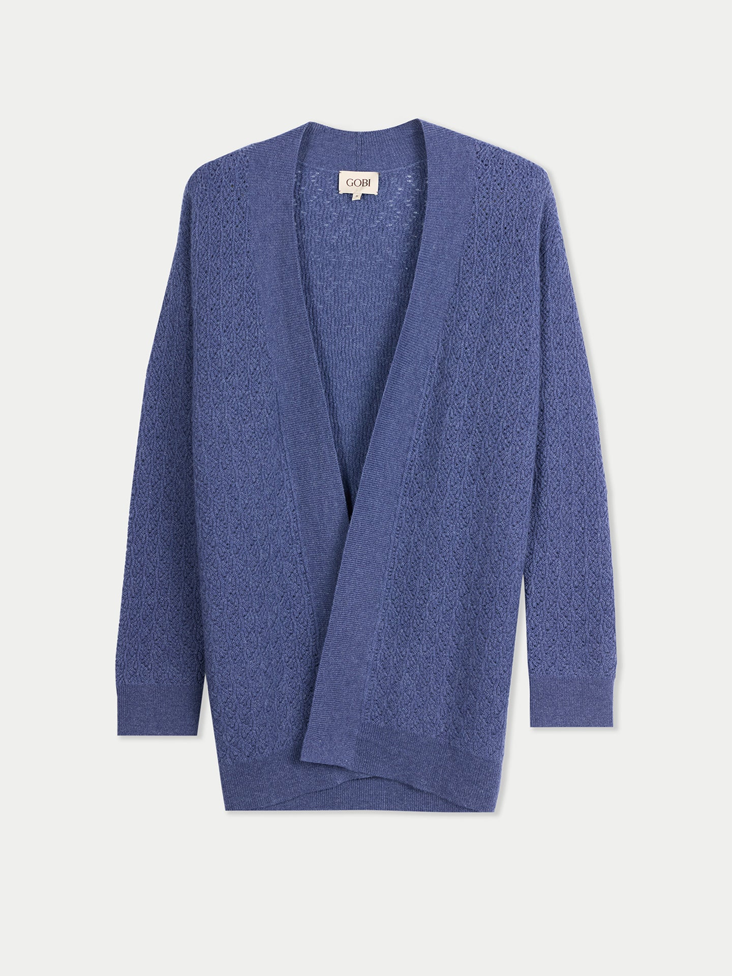 Ajour Knit Open-Front Cashmere Cardigan