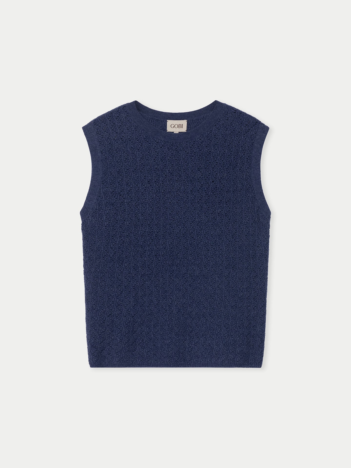 Ajour Knit Crewneck Cashmere Vest