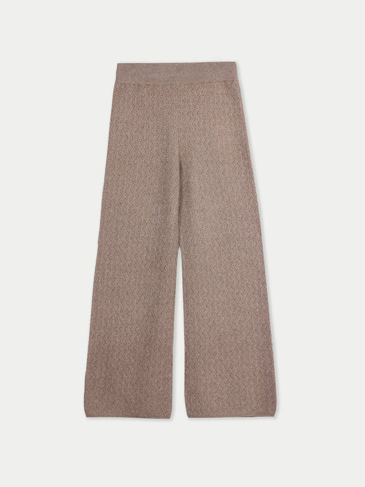 Organic Colour Wide-Leg Ajour Knit Cashmere Trousers