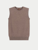 Timeless Organic Cashmere Crewneck Vest Taupe - Gobi Cashmere