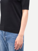 Cashmere Silk Shirt with High Neck Black - Gobi Cashmere #color_black