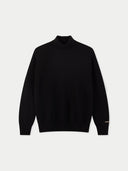 Women T-Neck  Cashmere Jumper Black - Gobi Cashmere #color_black
