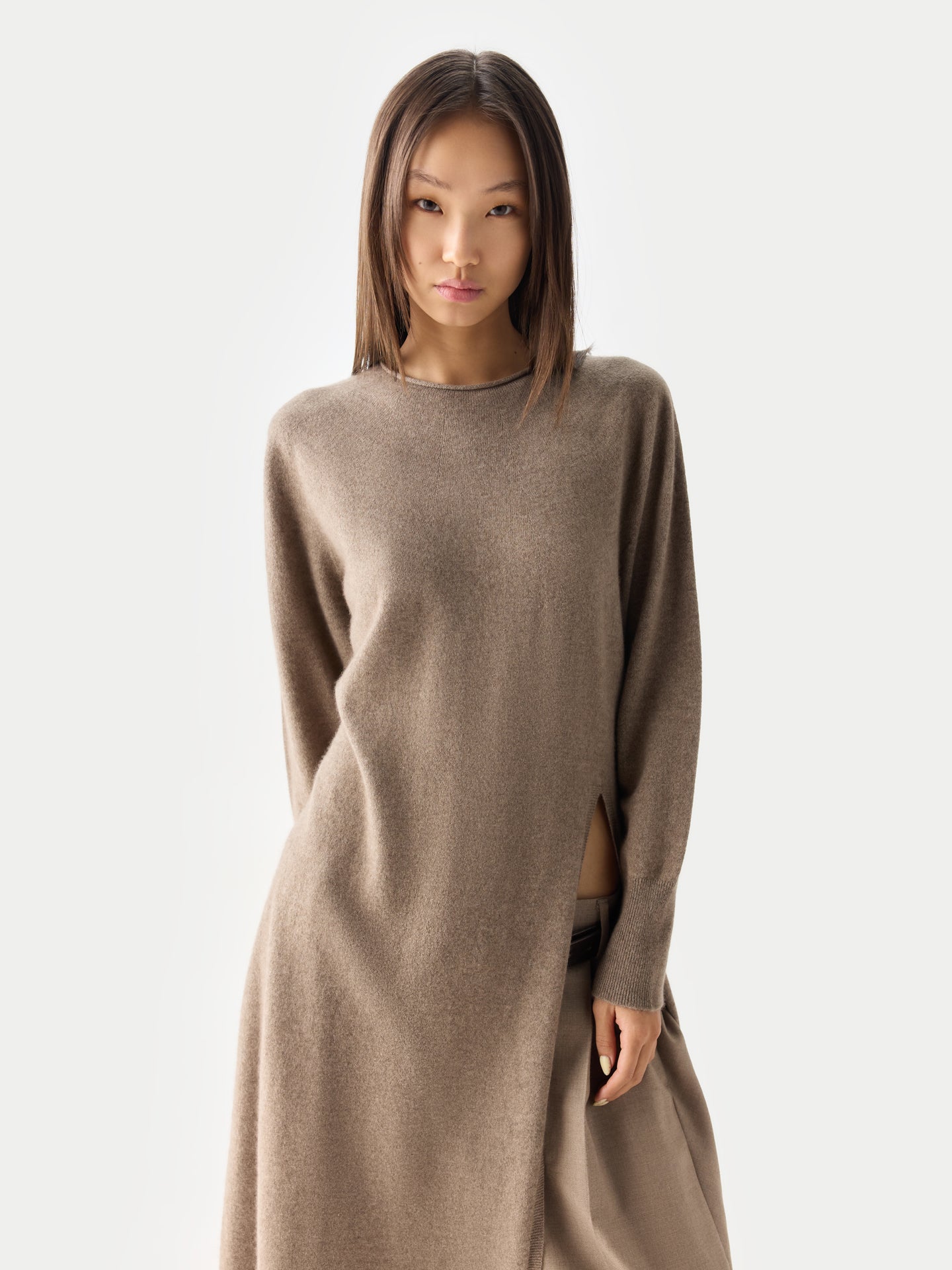 Organic Colour Cashmere Turtleneck Jumper Dress