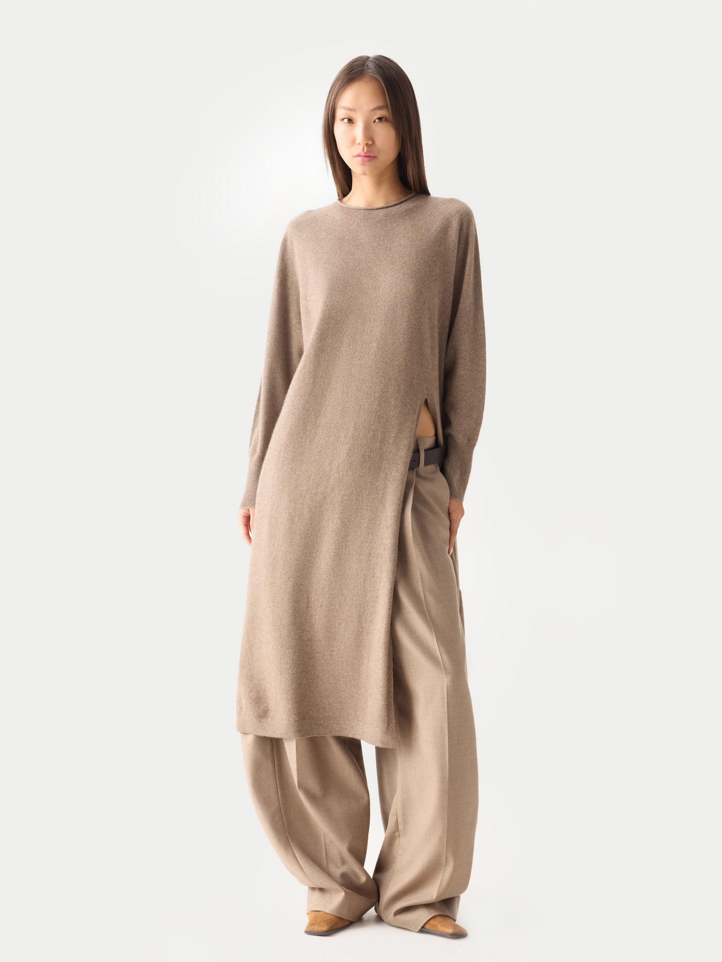 Organic Colour Cashmere Turtleneck Jumper Dress