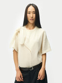  Bow-Tie Cashmere T-shirt White | GOBI UK